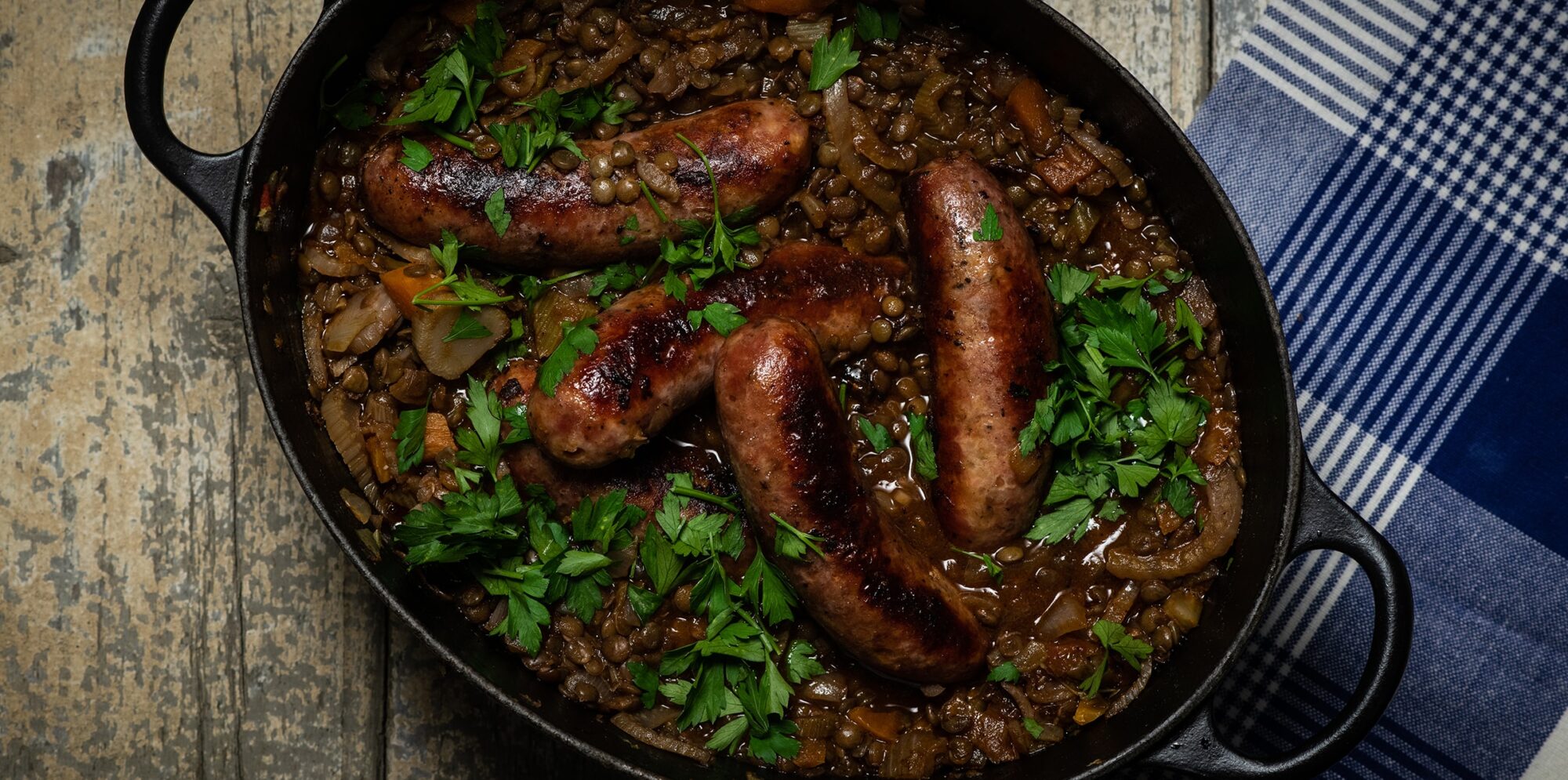 The Best Ever Toulouse sausage with red wine and lentils Recipe